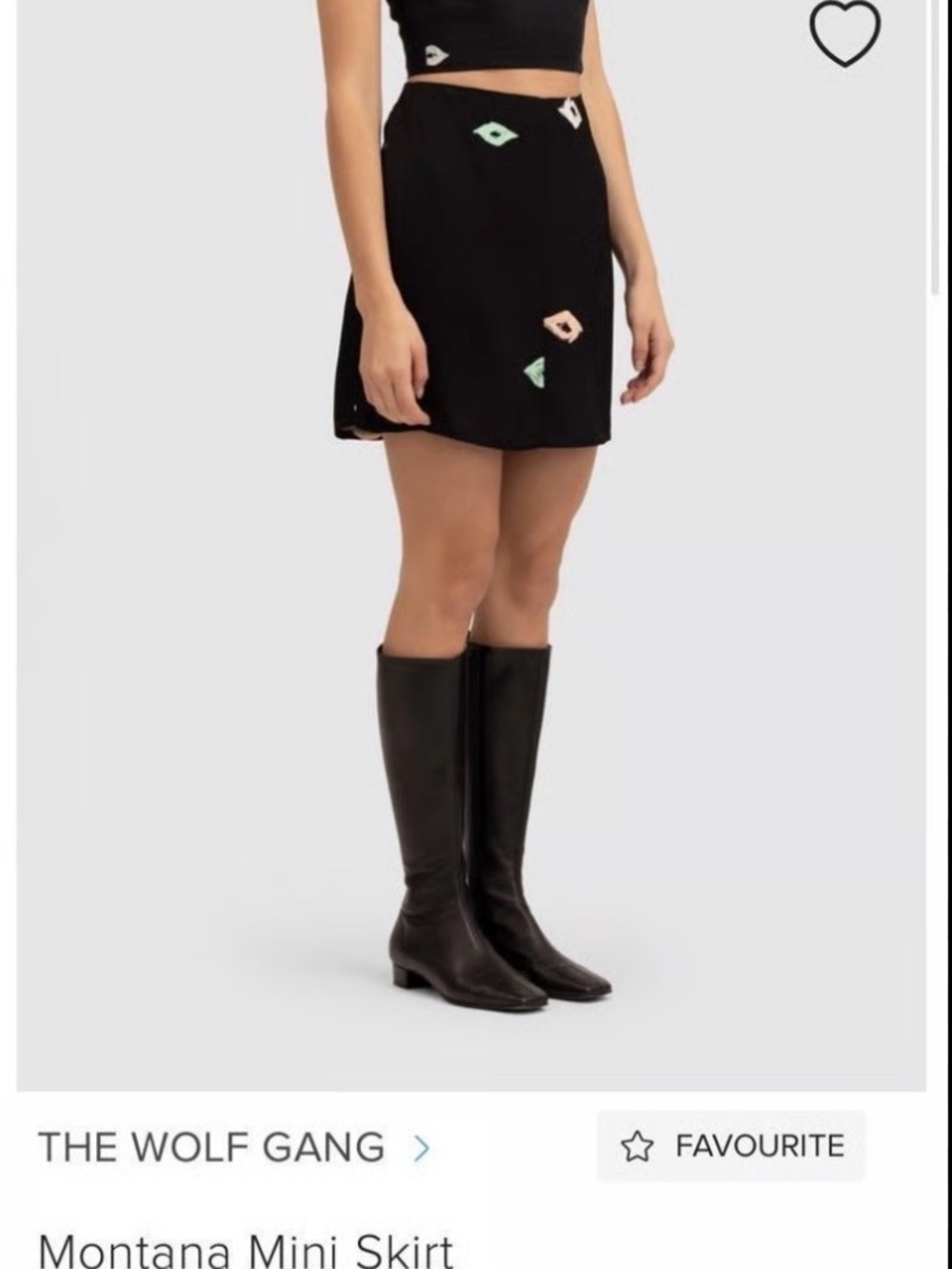 Montana Mini Skirt - Black with Pastel Embroidery
